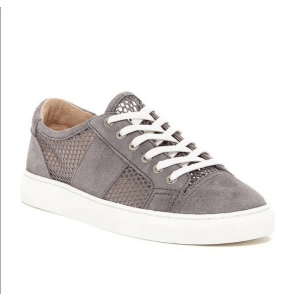 Vince Camuto Gray Suede Mesh Low-Top Sneakers
